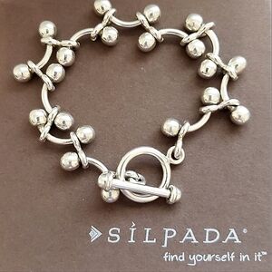*FINAL* Silpada 925 Bar Bead Link DNA Toggle Bracelet B0746